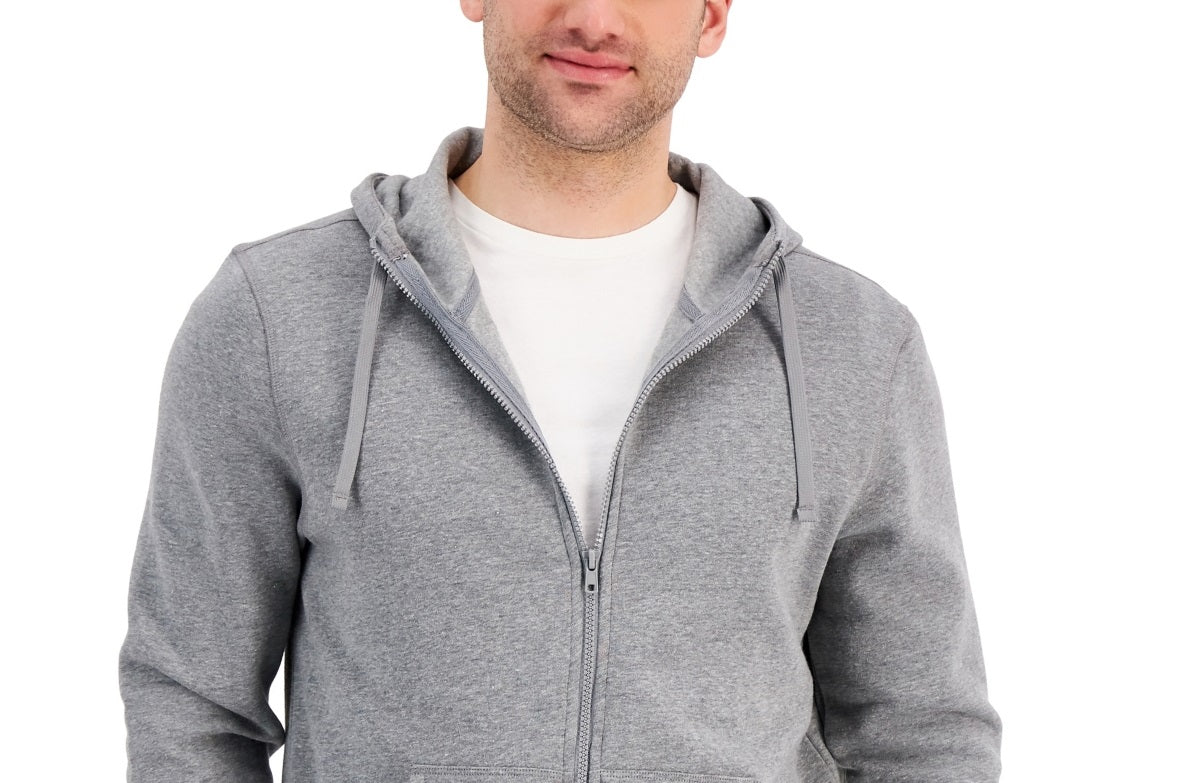 ID Ideology Men's Regular Fit Solid Full Zip Hoodie Gray Size XX-Large
