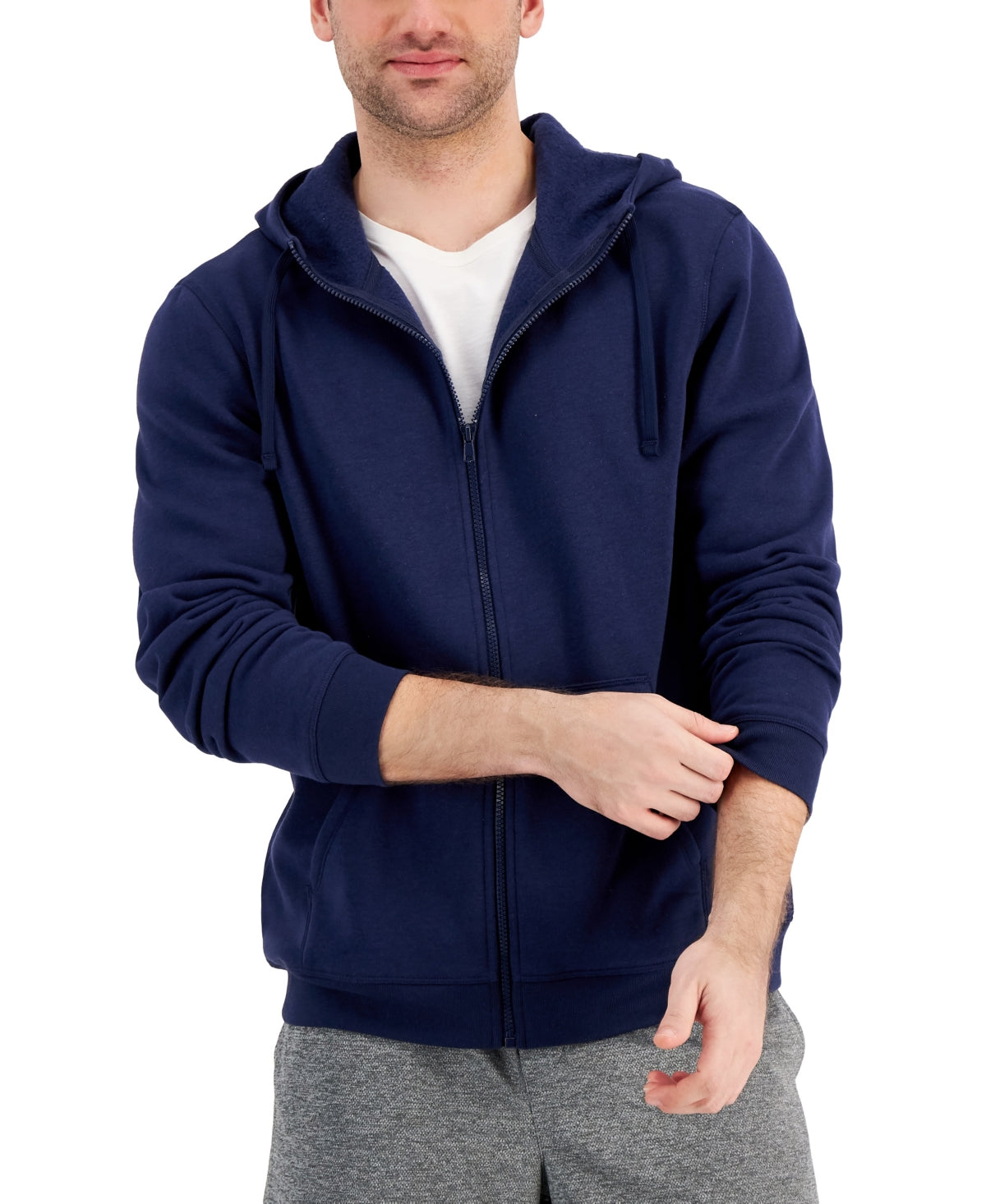 ID Ideology Men's Regular Fit Solid Full Zip Hoodie Blue Size Small