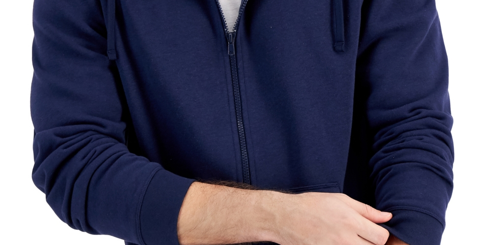 ID Ideology Men's Regular Fit Solid Full Zip Hoodie Blue Size Small