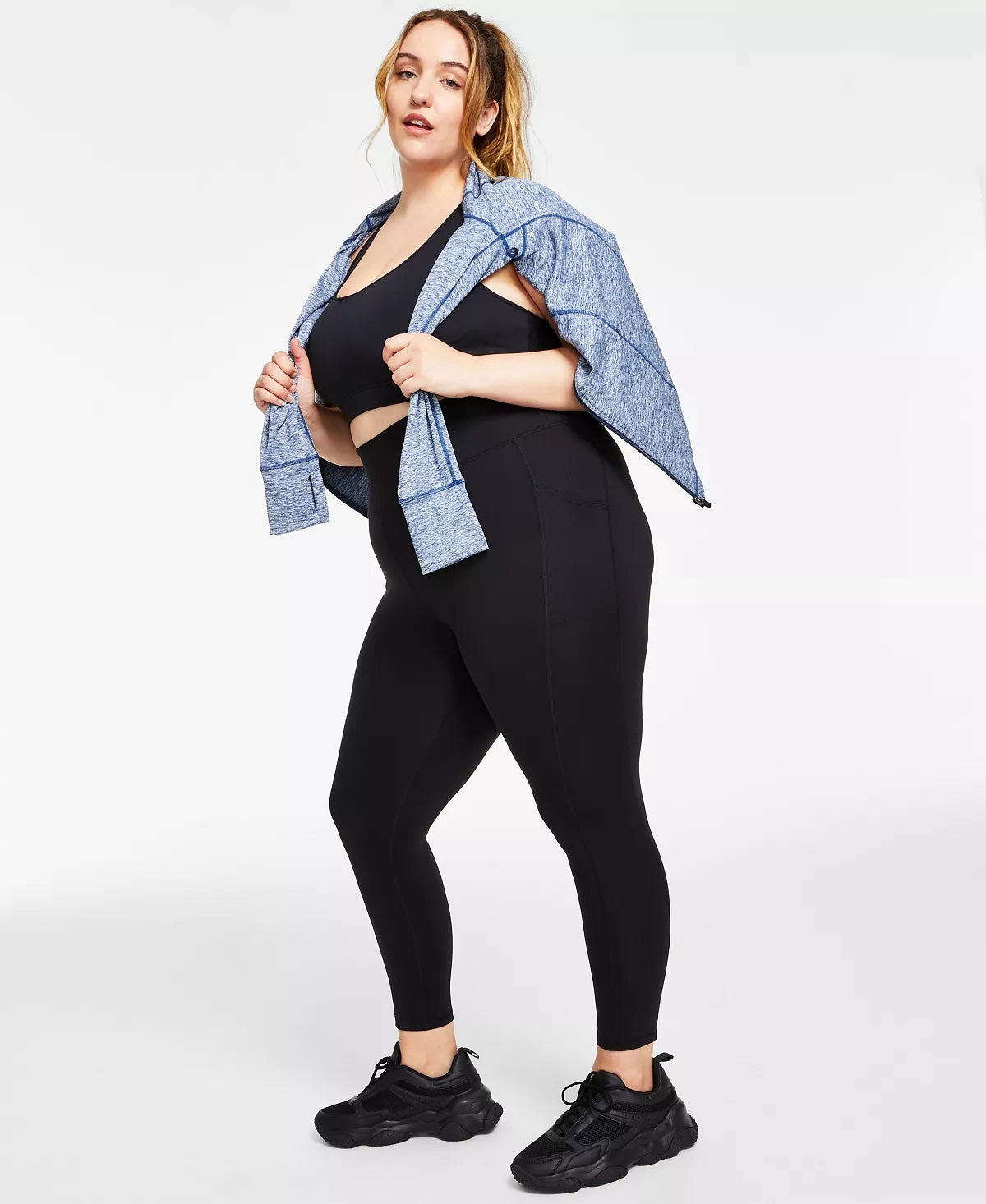 ID Ideology Women's Compression High-Waist Side-Pocket 7/8 Length Leggings Black Size M