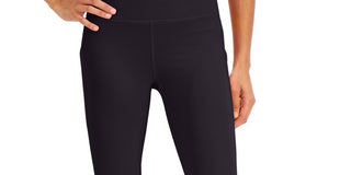 ID Ideology Women's Compression High Rise Side Pocket Cropped Leggings Black Size Medium