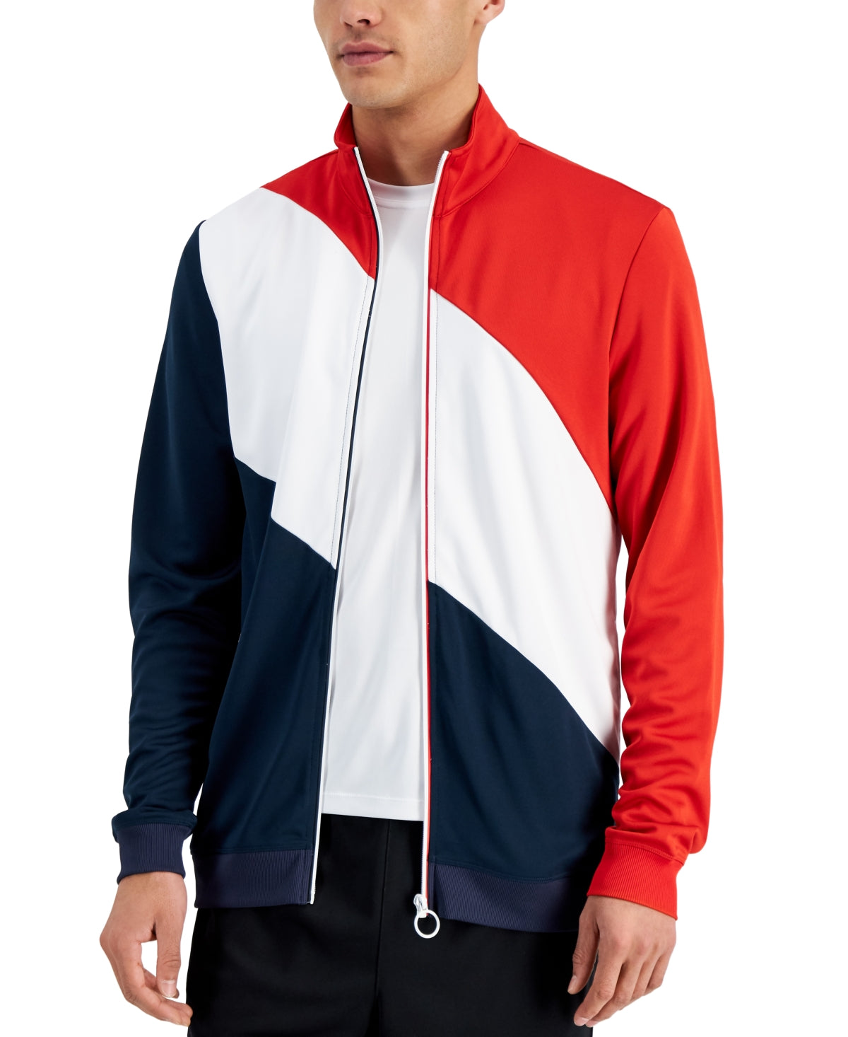 ID Ideology Men's Regular Fit Colorblocked Track Jacket Red Size L