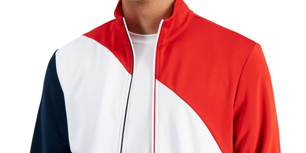 ID Ideology Men's Regular Fit Colorblocked Track Jacket Red Size L