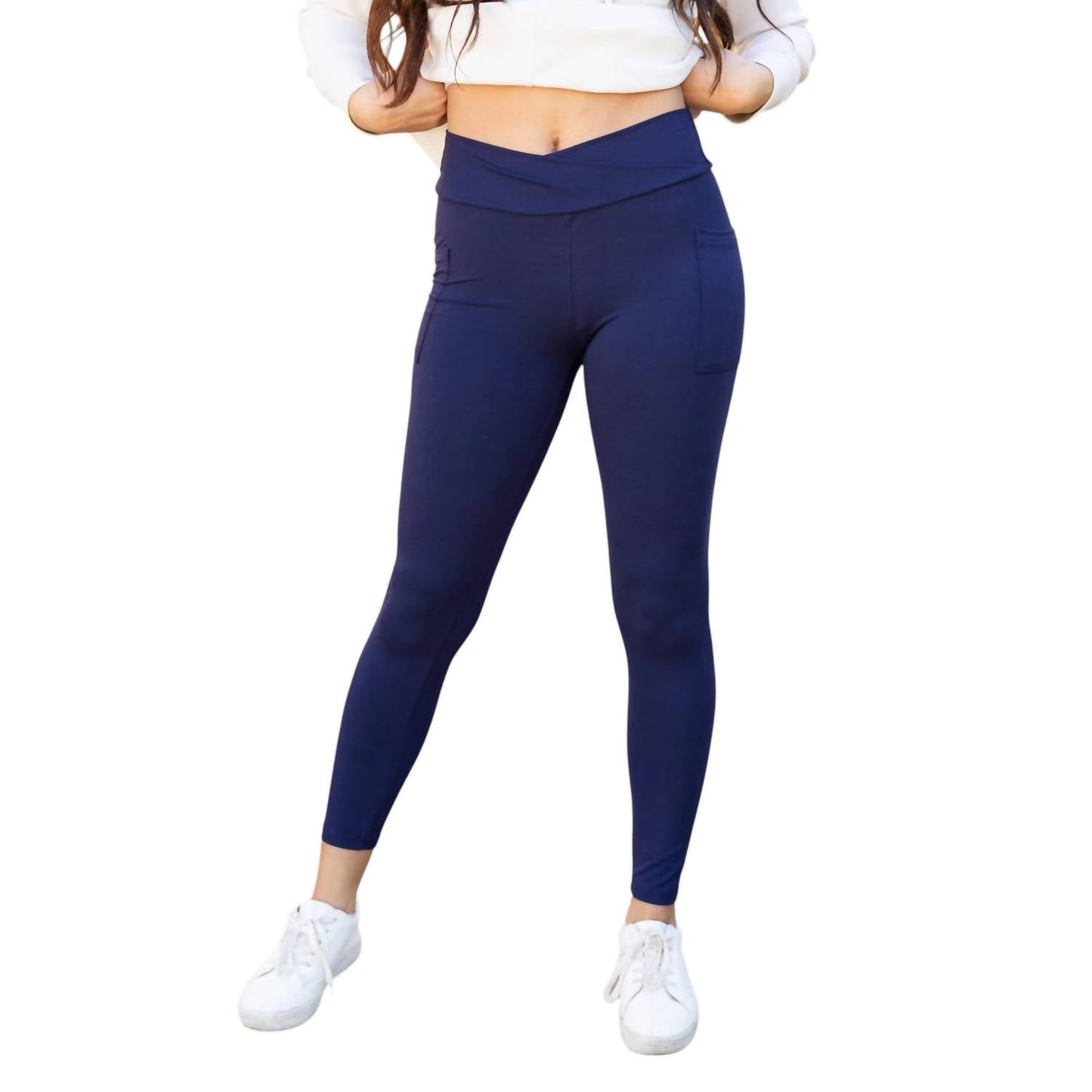 Julia Rose - Nadia Crossover Full Length Leggings with Pockets
