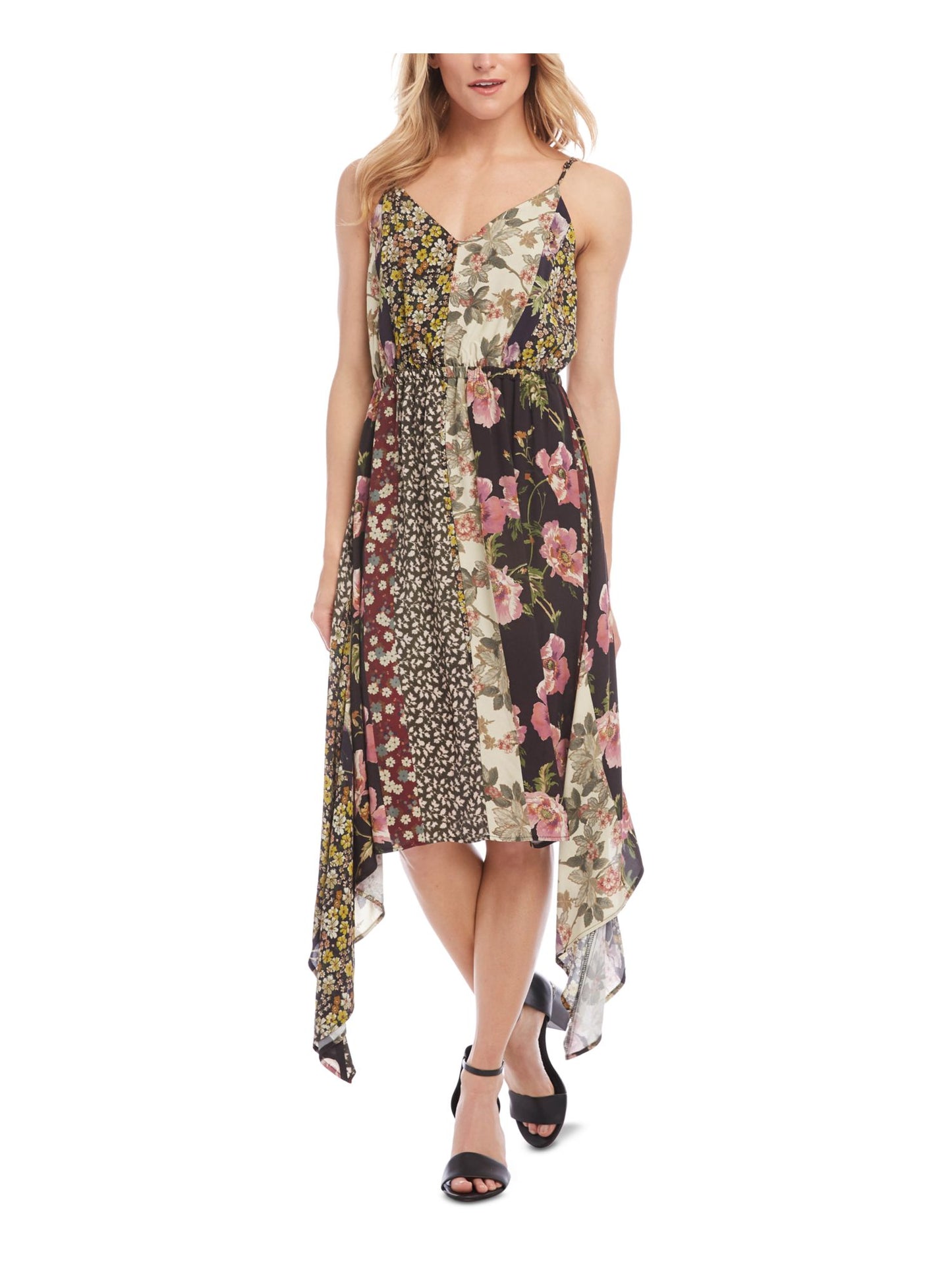 Karen Kane Women's Spaghetti Strap Below the Knee Evening Dress Black Size X-Small