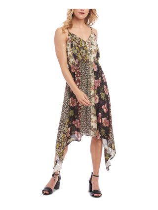 Karen Kane Women's Spaghetti Strap Below the Knee Evening Dress Black Size X-Small