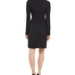 Karen Kane Women's Glitter Long Sleeve Queen Anne Neckline Above The Knee Sheath Evening Dress Black Size X-Small