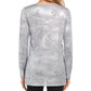 Karen Kane Women's Heather Long Sleeve V Neck Top Silver Size Small