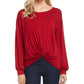 Karen Kane Women's Twist Front Hi Low Blouse Red Size Medium