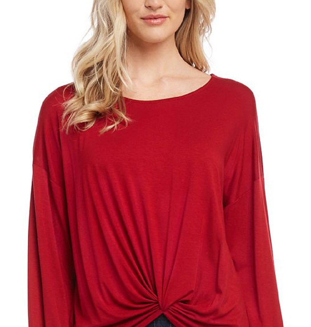 Karen Kane Women's Twist Front Hi Low Blouse Red Size Medium