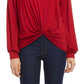 Karen Kane Women's Twist Front Hi Low Blouse Red Size Medium