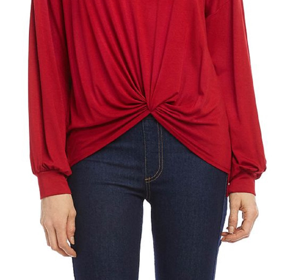 Karen Kane Women's Twist Front Hi Low Blouse Red Size Medium