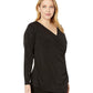 Karen Kane Women's Sparkle Knit Wrap Top Black Size 2X