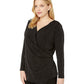 Karen Kane Women's Sparkle Knit Wrap Top Black Size 2X