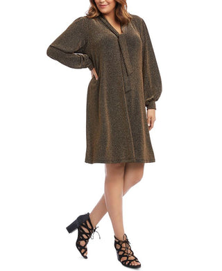 Karen Kane Women's Tie Neck Taylor Dress Brown Size 2X