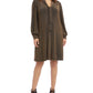 Karen Kane Women's Tie Neck Taylor Dress Brown Size 2X