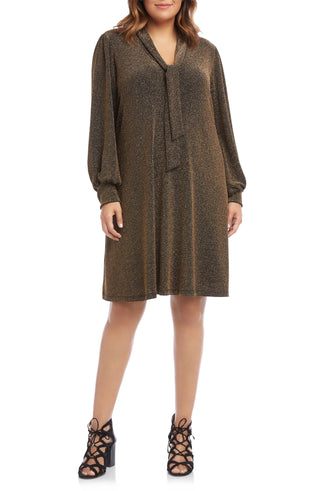 Karen Kane Women's Tie Neck Taylor Dress Brown Size 2X