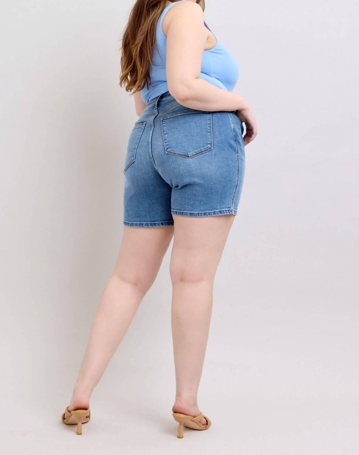 Judy Blue - High Rise Mid Length Dad Denim Short