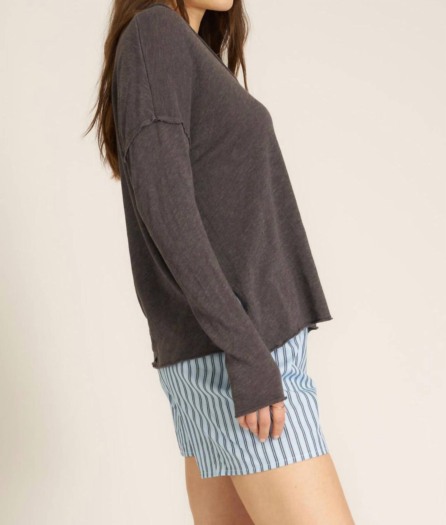 Project Social T - Mae Textured V-neck Long Sleeve Top