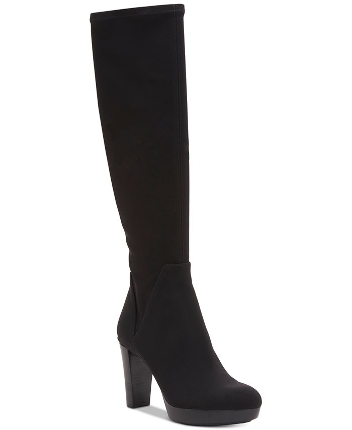 Donald J. Pliner Women's Echoe 2 Pull On Stacked Heel Knee High Boots Black Size 9.5M