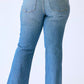 Judy Blue - Women's Tummy Control Petite Flare Double Button Waist Band Jeans