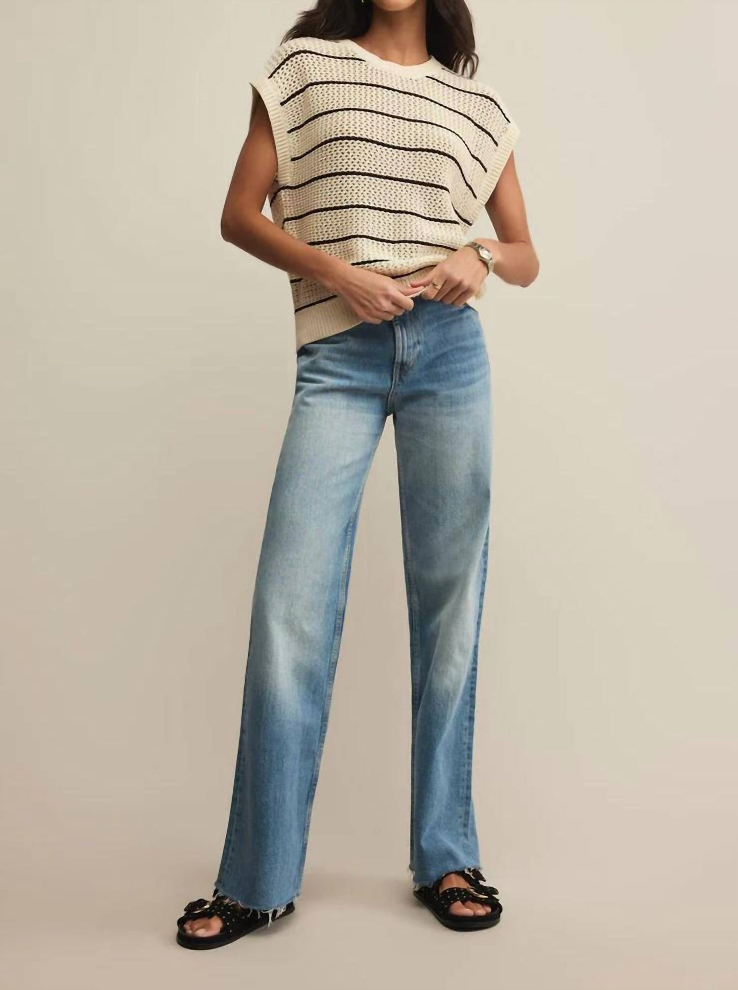 Z Supply - Ines Striped Crochet Sweater Top