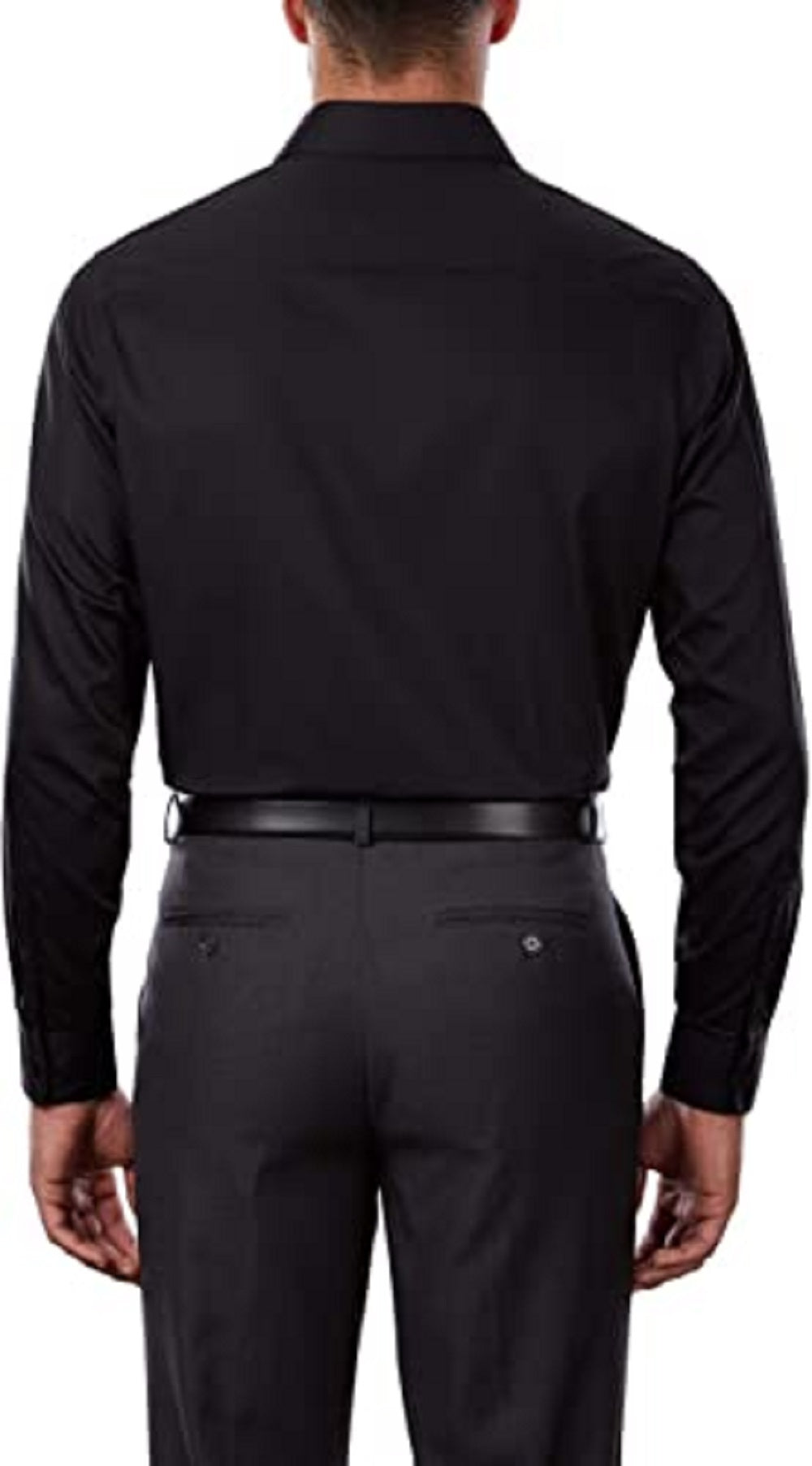Calvin Klein Men's Classic Fit Non Iron Performance Herringbone Spread Collar Dress Shirt Black Size 16.5X32X33