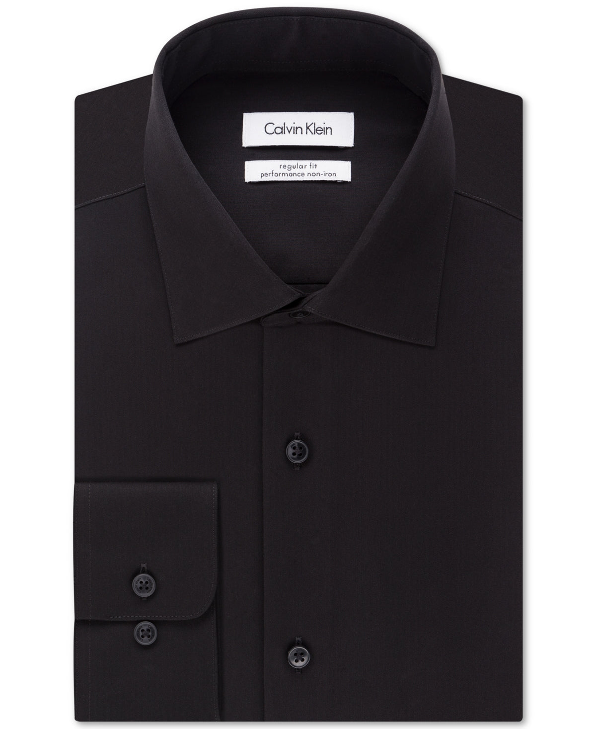 Calvin Klein Men's Classic Fit Non Iron Spread Collar Dress Shirt Black Size 16.5X34X35