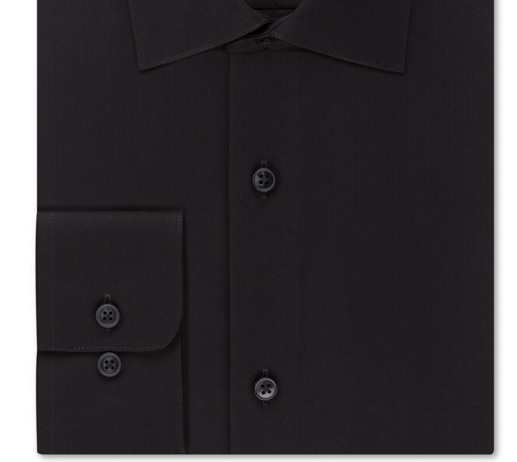 Calvin Klein Men's Steel Classic Fit Non Iron Performance Herringbone Spread Collar Dress Shirt Black Size 17X34-35
