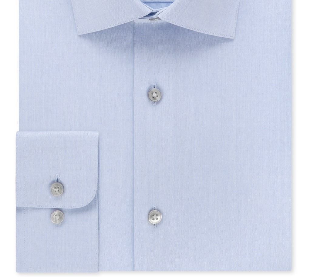 Calvin Klein Men's Classic Fit Non Iron Spread Collar Dress Shirt Blue Size 15X32X33