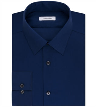 Calvin Klein Men's Men's Slim Fit Non Iron Herringbone Dress Shirt Blue Size 17.5X34X35