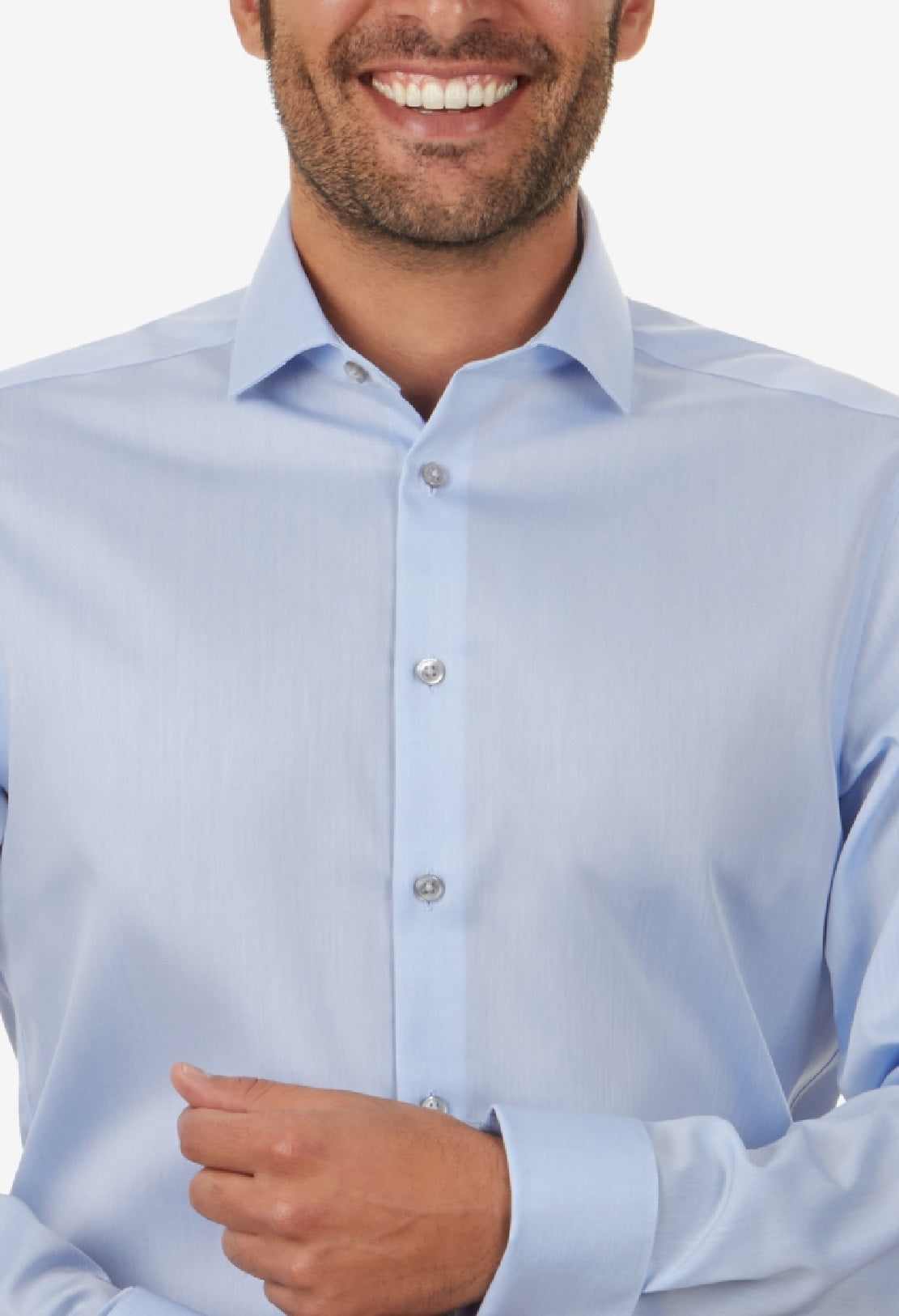 Calvin Klein Men's Slim Fit Non Iron Performance Herringbone French Cuff Dress Shirt Blue Size 34X35