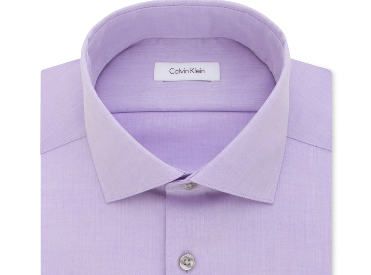 Calvin Klein Men's Slim Fit Non Iron Performance Herringbone French Cuff Dress Shirt Purple Size 15X32-33