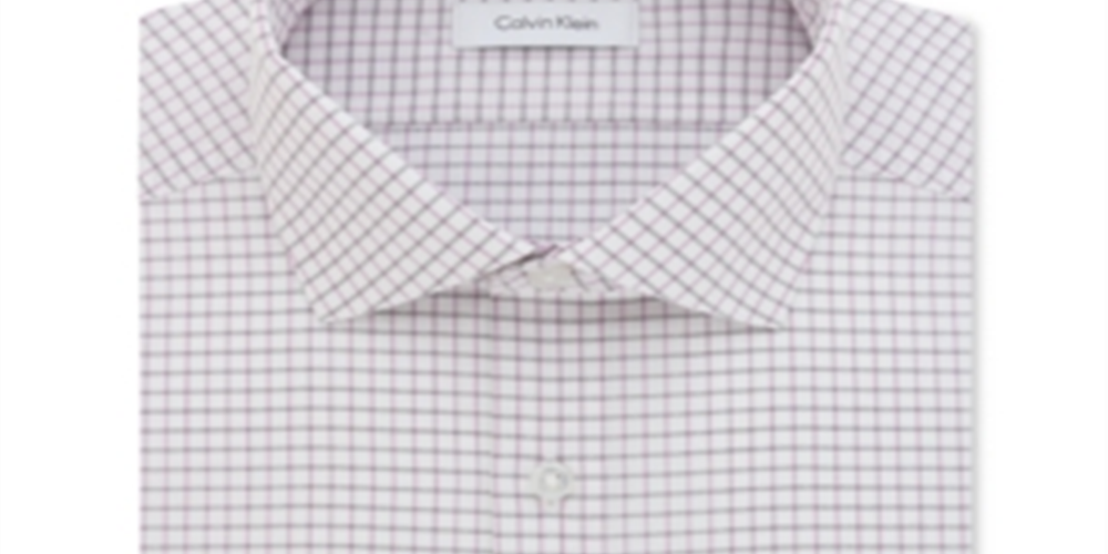 Calvin Klein Men's Classic Fit Non Iron Pink Check Dress Shirt Gray Size 15X32X33
