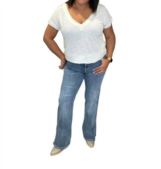 Risen - High Rise Straight Jeans With Side Slit