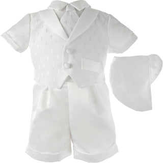 Lauren Madison Baby Boy's Cross Dobby Christening Suit White Size 0-3 M