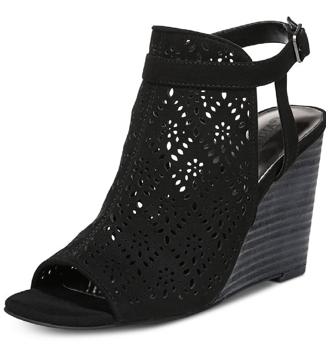 Carlos by Carlos Santana Women's Gabrielle Slingback Stacked Wedge Sandals Black Size 11