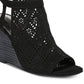 Carlos by Carlos Santana Women's Gabrielle Slingback Stacked Wedge Sandals Black Size 11