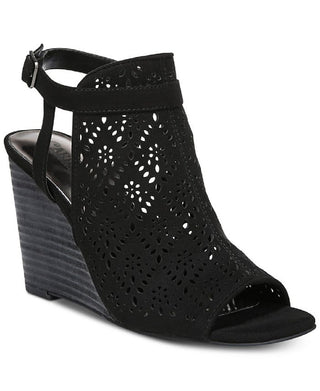 Carlos by Carlos Santana Women's Gabrielle Suede Peep Toe Casual Shoes Black Size 8.5