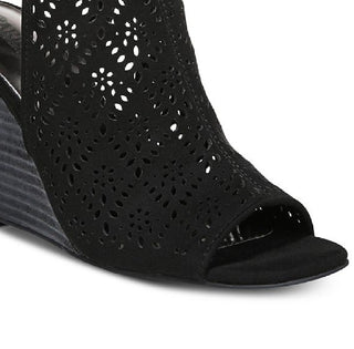 Carlos by Carlos Santana Women's Gabrielle Suede Peep Toe Casual Shoes Black Size 8.5