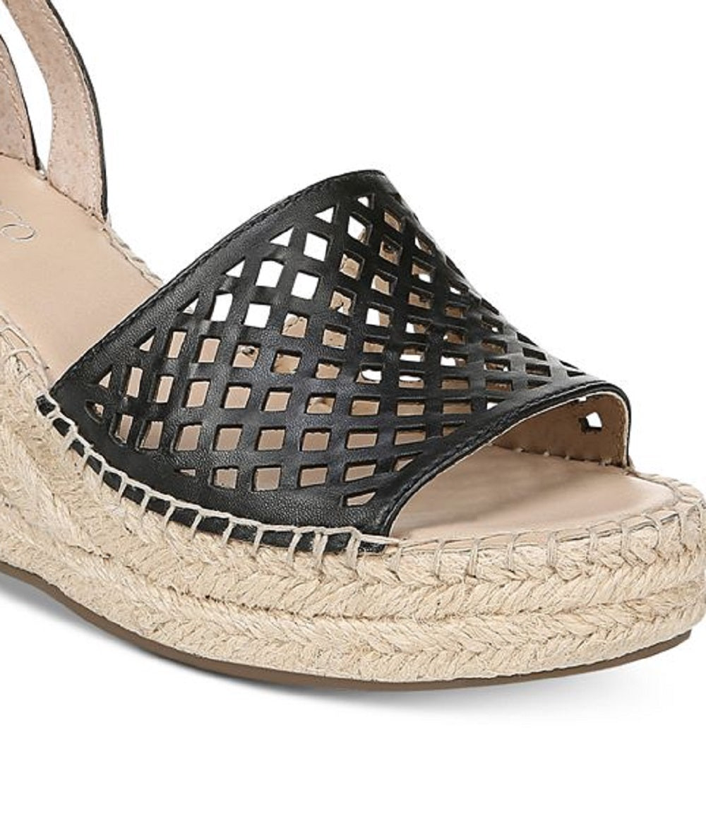 Franco Sarto Women's Calabria Leather Open Toe Casual Platform Sandals Black Size 10 M