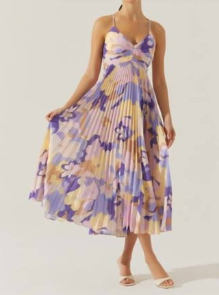 Astr - Blythe Floral Plisse Midi Dress