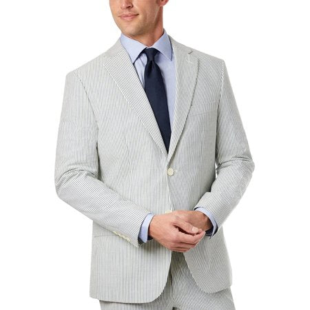 Men's Classic Fit Blue Seersucker Cotton Sport Coat