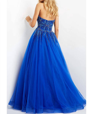 Jovani - Beaded Bodice Strapless Gown