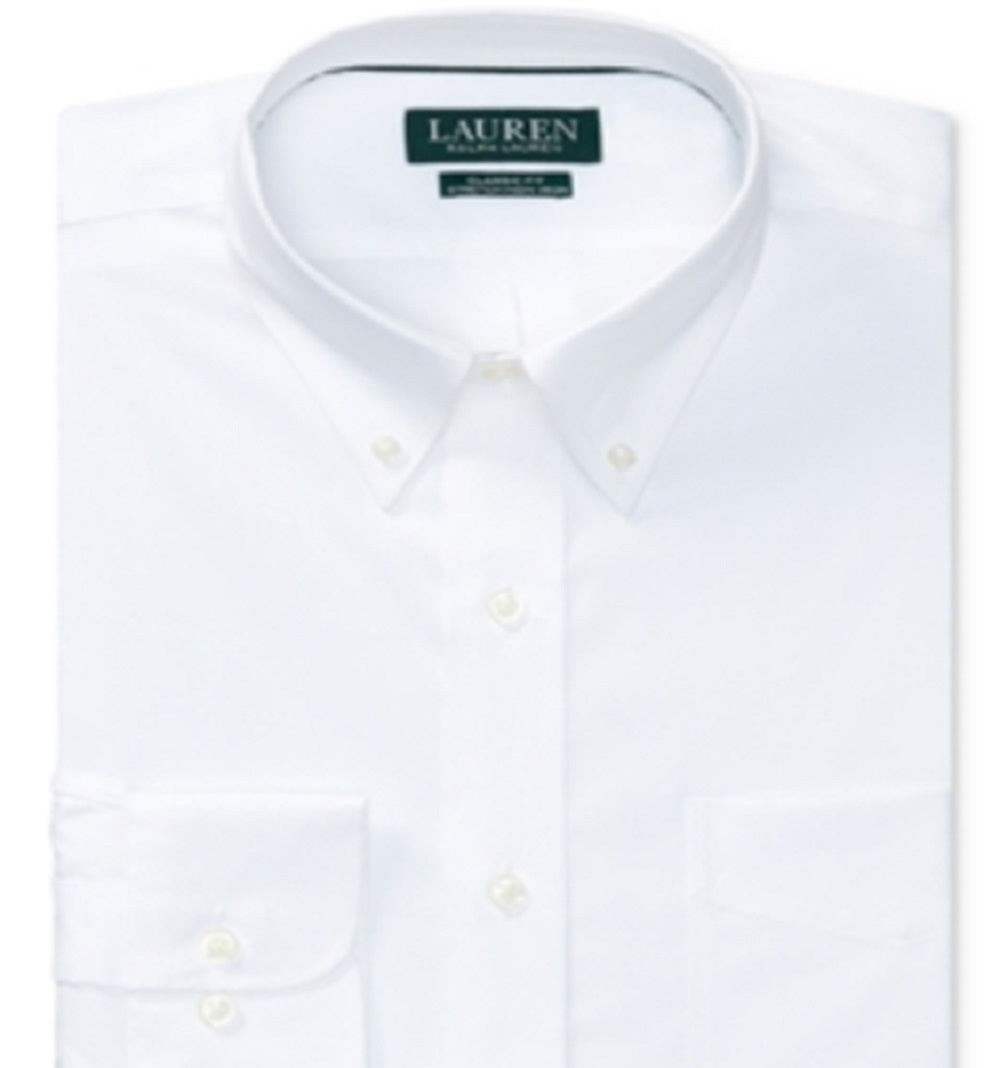 Polo Ralph Lauren Men's Classic Regular Fit Non Iron Stretch Pinpoint Dress Shirt White Size 16X34X35