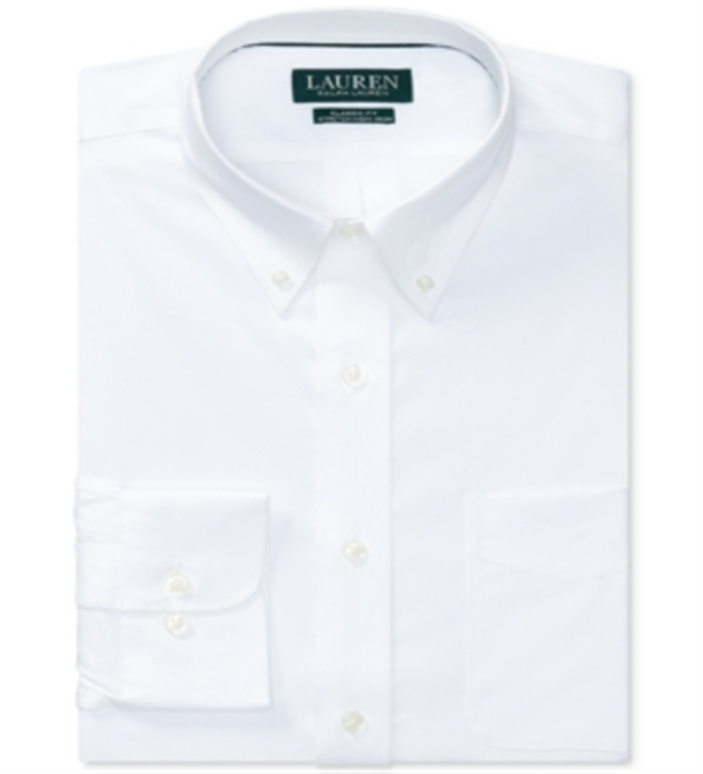 Polo Ralph Lauren Men's Classic Regular Fit Non Iron Stretch Pinpoint Dress Shirt White Size 16X34X35