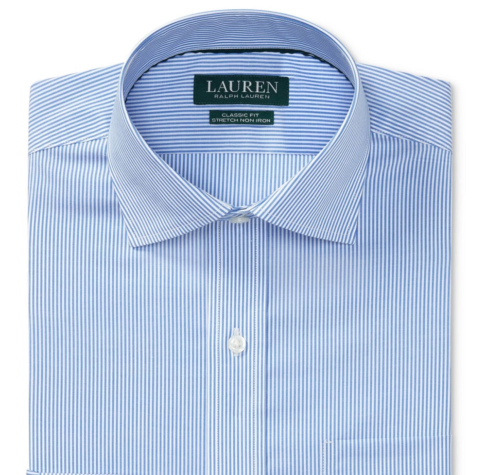 Ralph Lauren Men's Classic Regular Fit Non Iron Stretch Striped Dress Shirt Size 16.5