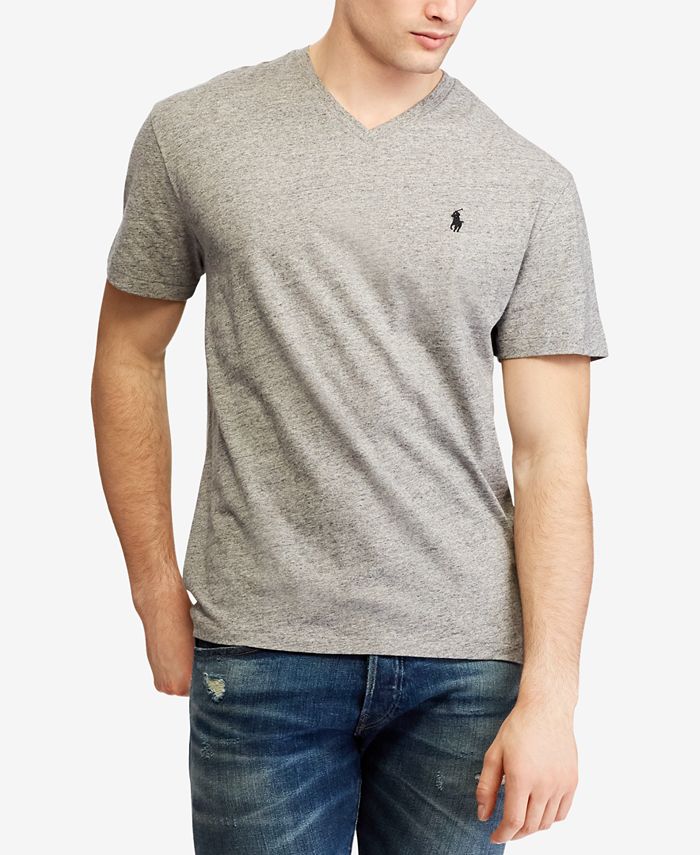 Polo Ralph Lauren Men's V Neck Tee Gray Size Medium
