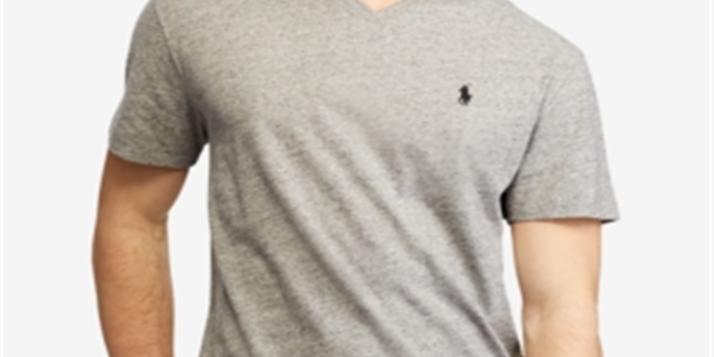 Polo Ralph Lauren Men's V Neck Tee Gray Size Medium