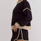 Entro - Solid Contrast Trim Long Sleeve Top